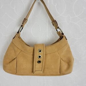 Tan Suede Shoulder Mini Bag One Size Brown Vinyl Saddle Tote Bag